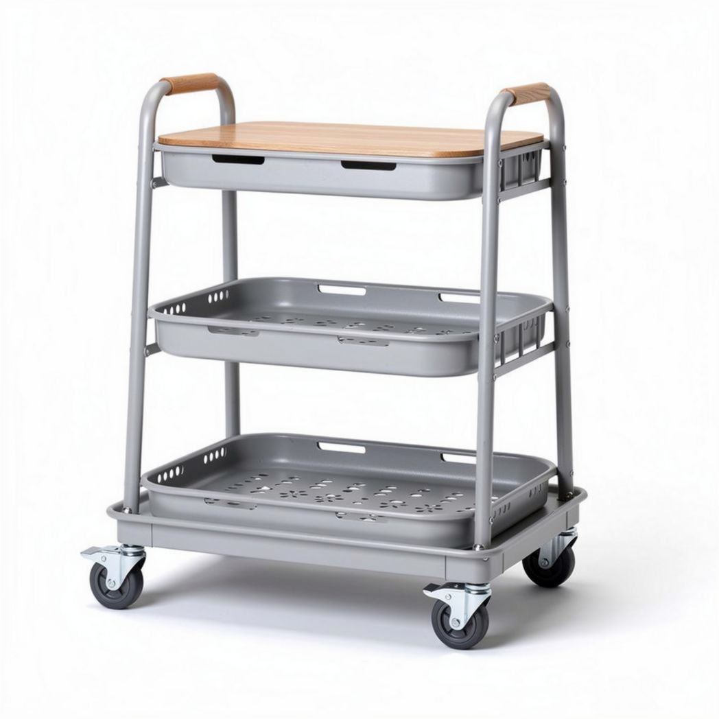 Servicetrolley van staal voor gebruik in de keuken - 80 x 45 x 90cm